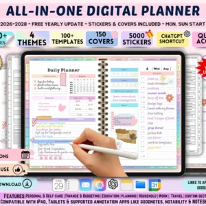 3 Year Digital Planner PDF for GoodNotes and Notability, 2026–2028 Hyperlinked Daily and Weekly Organizer