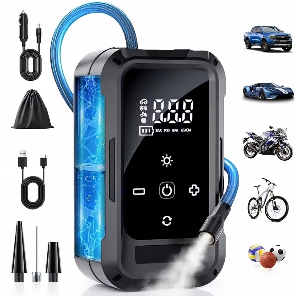 Portable air compressor for car tires