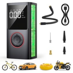 Compact emergency tire inflator for vehicle